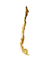 Chile Map Golden metal Color Height map  3d illustration png