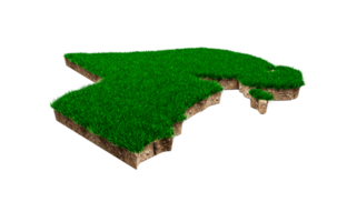 Koeweit kaart bodem land- geologie kruis sectie met groen gras 3d illustratie png