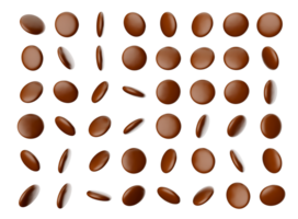 Brown candies in many angles 3d illustration png