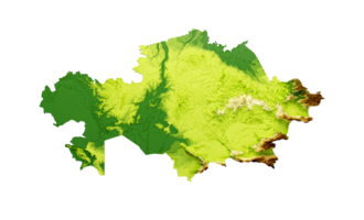 Kazakhstan Map Shaded relief Color Height map 3d illustration png