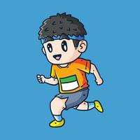 Cartoon Vector illustration of male athletes. Healthy activity and lifestyle. Sprint, jogging, warming up. Vector Marathon Runner. Vector marathon runner illustration.