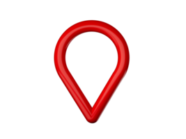 Red map pointer 3d pin in the air. Location symbol made with red round pipe 3D Illustration png