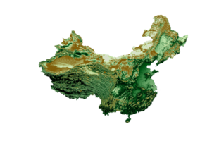 carte topographique de la chine carte réaliste 3d couleur illustration 3d png