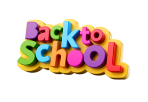 Back to school colorful plastic letters for kids 3d illustration png