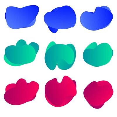 fluid shape design Set of isolated abstract aqua spot with gradient or dynamic color Abstract gradient