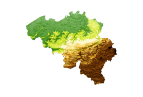 Belgium Map Shaded relief Color Height map 3d illustration png