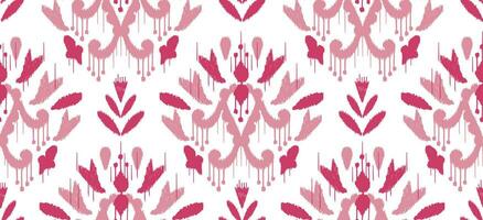 Motif ethnic handmade beautiful Ikat art. Ethnic abstract floral pink background art folk embroidery, Peruvian, Indian, Asia, Moroccan, Turkey, and Uzbek style. Aztec geometric art ornament print. vector