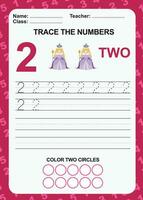 Trace and write number for children. Exercise for children to recognize the number. Educational worksheet for preschool. Vector file.