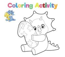 Educational printable coloring worksheet. Coloring dinosaur illustration. Coloring activity for children. Vector outline for coloring page.