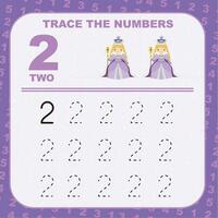 Trace and write number for children. Exercise for children to recognize the number. Educational worksheet for preschool. Vector file.