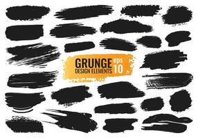 Big set of grunge brush strokes. isolated ink splash banners set for any use. Collection of various design elements. Vector illustration. Eps 10.