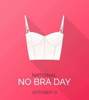 National No Bra Day. Vector web banner, poster, cover. White bustier top bra  icon isolated on bright pink backdrop. Breast cancer awareness. No Bra Day,  October 13. Women health. Breast health care. 28272951 Vector Art at  Vecteezy