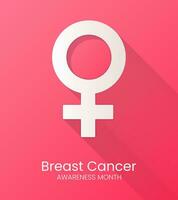 Web banner with isolated with female sign on pink backdrop. Symbol of breast cancer awareness month in October. Vector illustration. Women's health. Modern art with women's symbol.