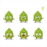 dibujos animados personaje de albahaca hojas con qué expresión vector