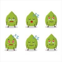 Cartoon character of basil leaves with sleepy expression vector