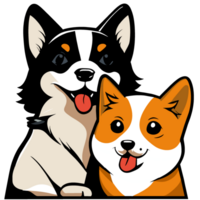 Illustration of two cute dogs. Cartoon style,Corgi Dog png