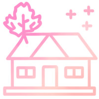 rosado casa con árbol y más firmar plano icono , otoño png