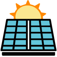 sunset and solar panel, photovoltaic, alternative electricity source - concept of sustainable resources png
