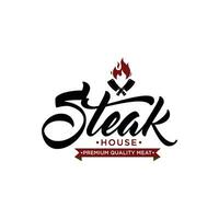 vintage steak house logo. retro style grill restaurant emblem badge design element logotype template. vector illustration