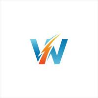 vector letra w logo con relámpago