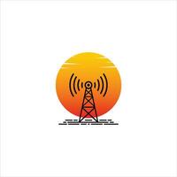 torre señal icono modelo color editable. radio antena. radiodifusión torre. vector