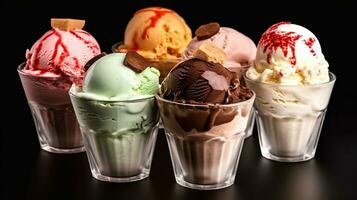 Satisfy Your Cravings, Endless Options of Mouth-Watering Ice Cream Flavors. Generative AI photo