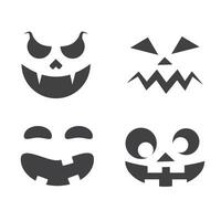 Jack O Lantern Monster Face Expression set of 4 in many different variation sad angry scary happy emotion editable for Halloween content asset vector