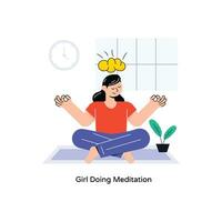 niña haciendo meditación plano estilo diseño vector ilustración. valores ilustración