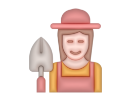 3d Gardener Woman And Shovel png