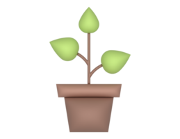 3d Potted Green Plant Growing png