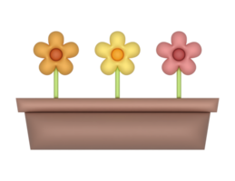 3d Potted Colroed Flowers Or Gardening png