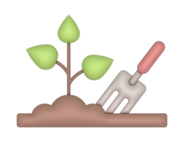 3d Gardening Or Farming Rake And Plant png