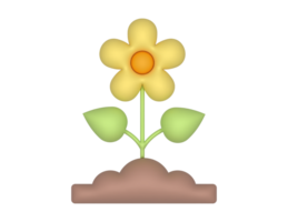 3d Yellow Spring Flower Growing png