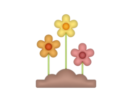 3d Growing Spring Flowers Or Gardening png