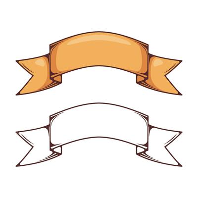 two orange ribbons with blank space for text