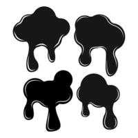 four black and white ink drops on a white background vector