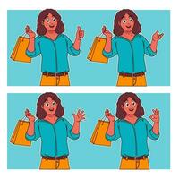 Woman carrying shopping bags vector