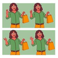 Woman carrying shopping bags vector