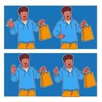 Man carrying shopping bags vector