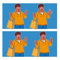 Man carrying shopping bags vector