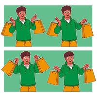 Man carrying shopping bags vector