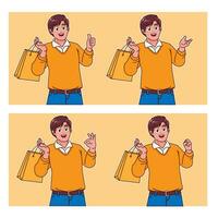 Man carrying shopping bags vector