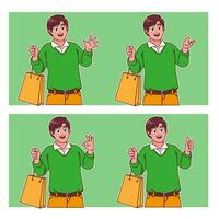 Man carrying shopping bags vector