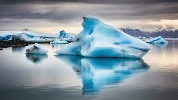 Derretido azul iceberg en laguna en Islandia, generativo ai foto