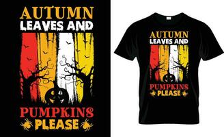 otoño hojas y calabazas Por favor vector,vintage,halloween t- camisa diseño vector