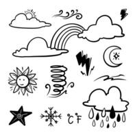 vector set of weather doodle elements, for design purposes