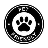 pet friendly icon vector pet paw or dog label Vet clinic, shop sticker for graphic design, logo, website, social media, mobile app, UI