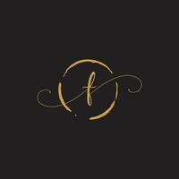 Letter F script initial luxury Logo design Vector