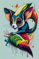 A detailed illustration of a Sugar Glider for a t-shirt design, wallpaper, and fashion photo