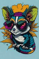 A detailed illustration of a Sugar Glider for a t-shirt design, wallpaper, and fashion photo